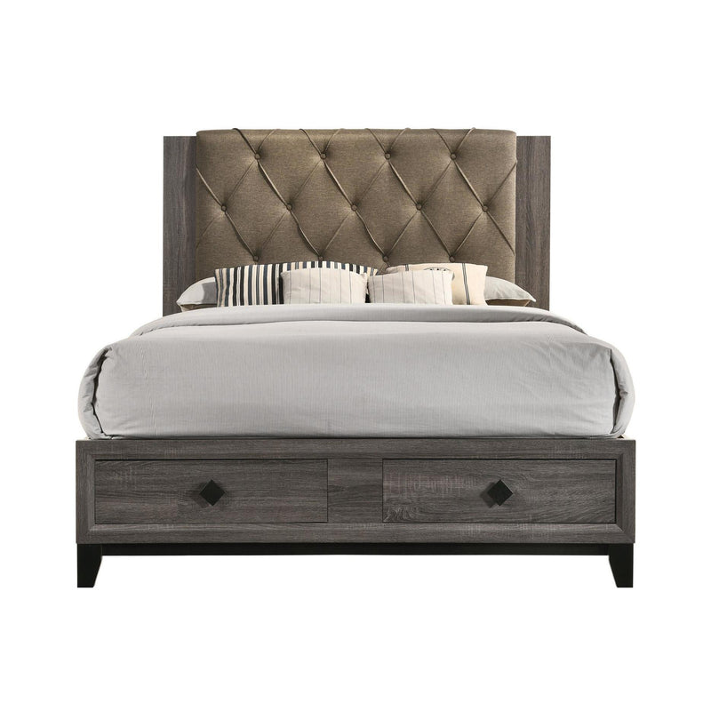 Acme Furniture Avantika King Upholstered Panel Bed with Storage 27667EK IMAGE 1