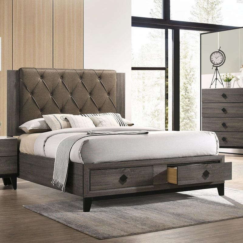 Acme Furniture Avantika King Upholstered Panel Bed with Storage 27667EK IMAGE 4