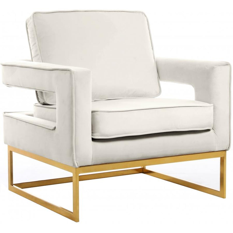 Meridian Noah Stationary Fabric Accent Chair 511Cream IMAGE 1