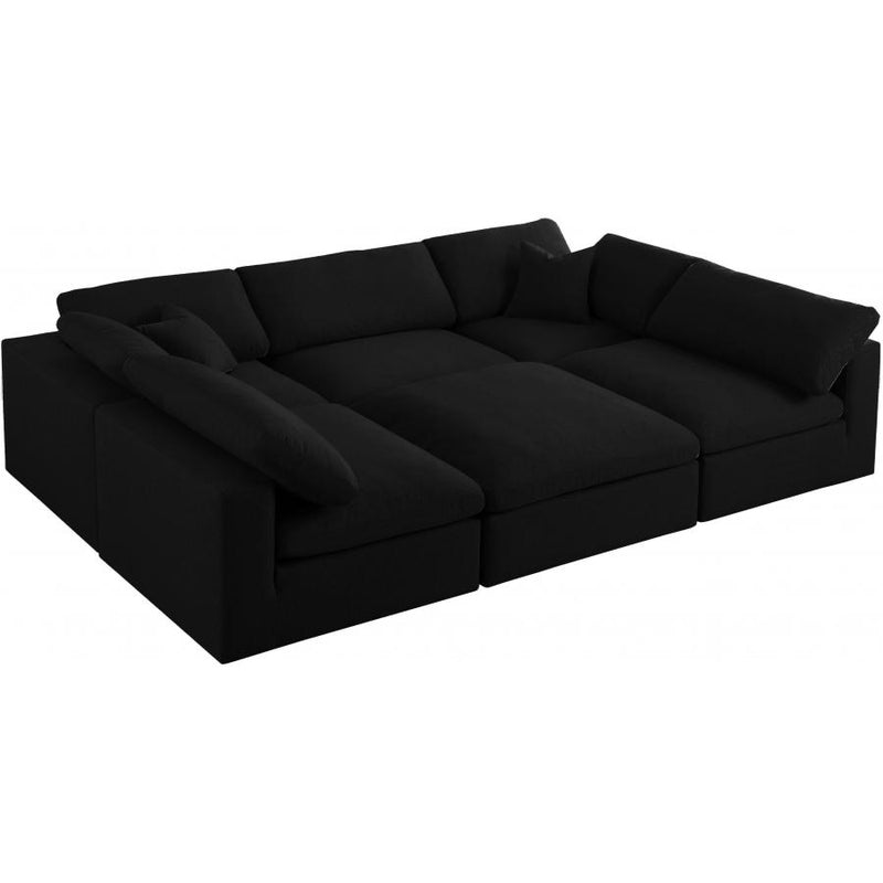Meridian Serene Fabric 6 pc Sectional 601Black-Sec6C IMAGE 1