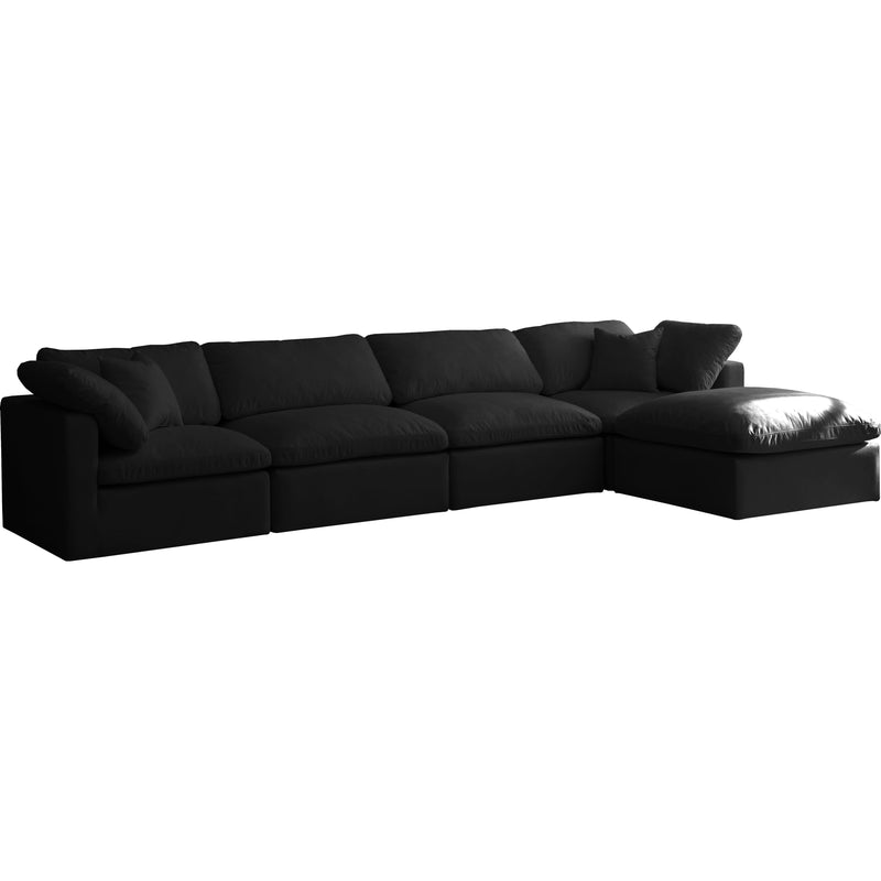 Meridian Plush Fabric 5 pc Sectional 602Black-Sec5A IMAGE 1