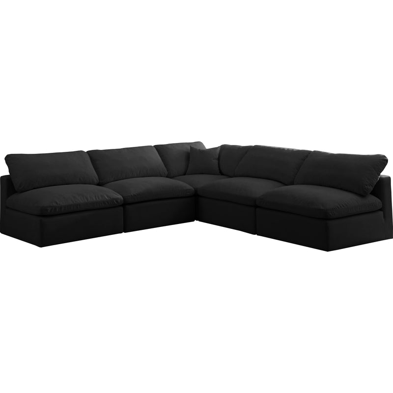 Meridian Plush Fabric 5 pc Sectional 602Black-Sec5B IMAGE 1