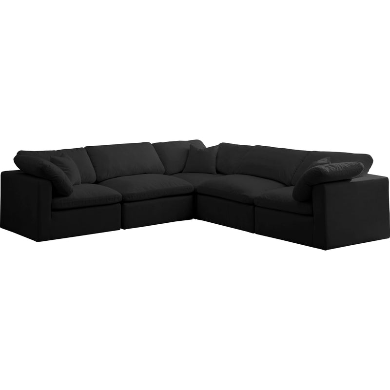 Meridian Plush Fabric 5 pc Sectional 602Black-Sec5C IMAGE 1