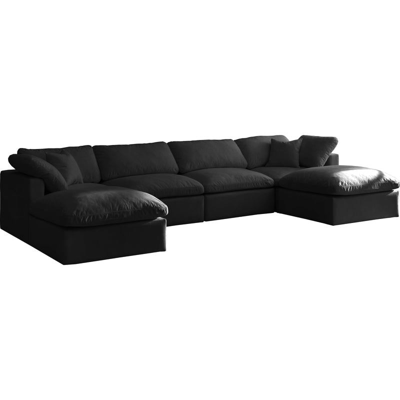 Meridian Plush Fabric 6 pc Sectional 602Black-Sec6B IMAGE 1