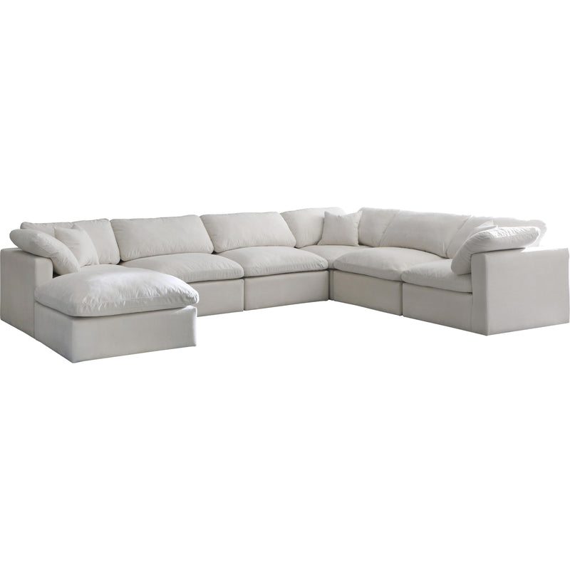 Meridian Plush Fabric 7 pc Sectional 602Cream-Sec7A IMAGE 1