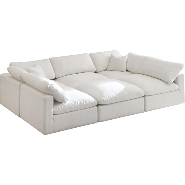 Meridian Plush Fabric 6 pc Sectional 602Cream-Sec6C IMAGE 1