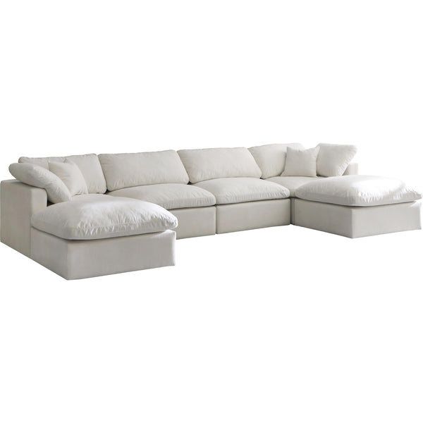 Meridian Plush Fabric 6 pc Sectional 602Cream-Sec6B IMAGE 1