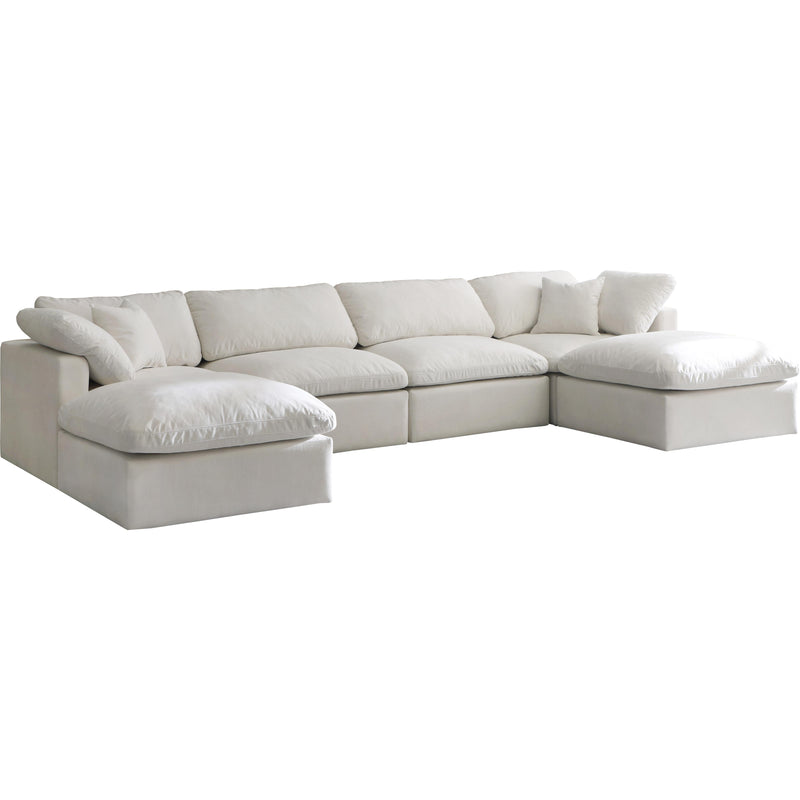 Meridian Plush Fabric 6 pc Sectional 602Cream-Sec6B IMAGE 1