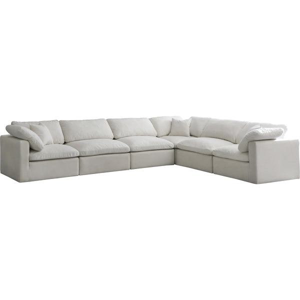 Meridian Plush Fabric 6 pc Sectional 602Cream-Sec6A IMAGE 1