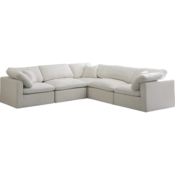 Meridian Plush Fabric 5 pc Sectional 602Cream-Sec5C IMAGE 1