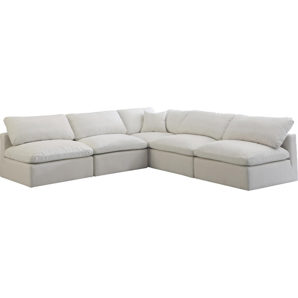 Meridian Plush Fabric 5 pc Sectional 602Cream-Sec5B IMAGE 1