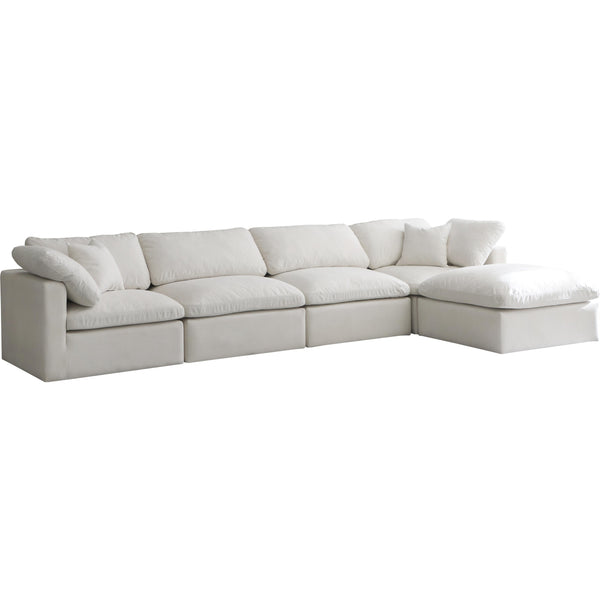 Meridian Plush Fabric 5 pc Sectional 602Cream-Sec5A IMAGE 1