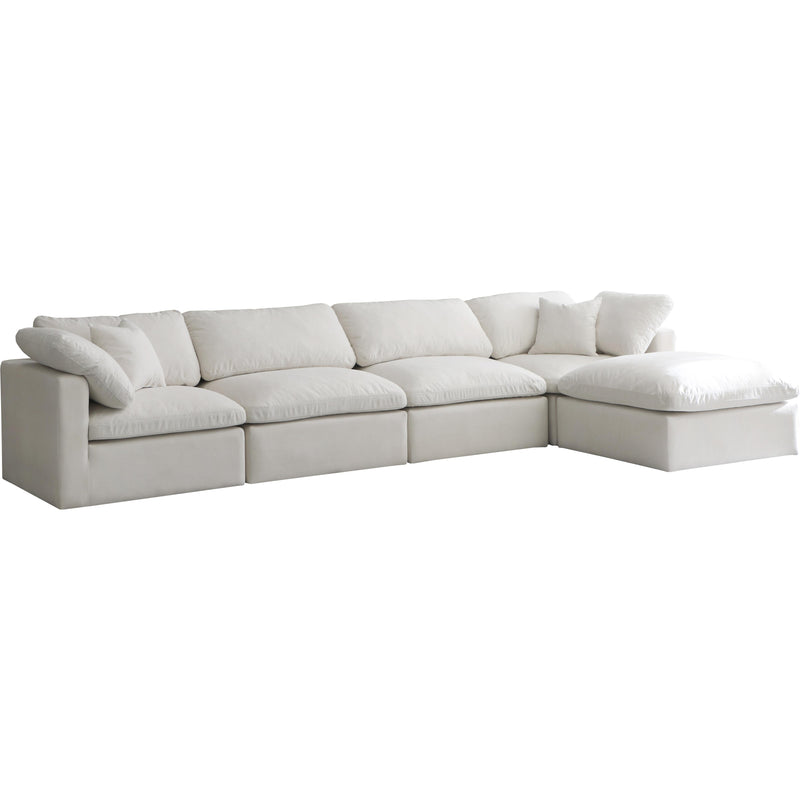 Meridian Plush Fabric 5 pc Sectional 602Cream-Sec5A IMAGE 1