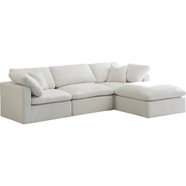 Meridian Plush Fabric 4 pc Sectional 602Cream-Sec4A IMAGE 1