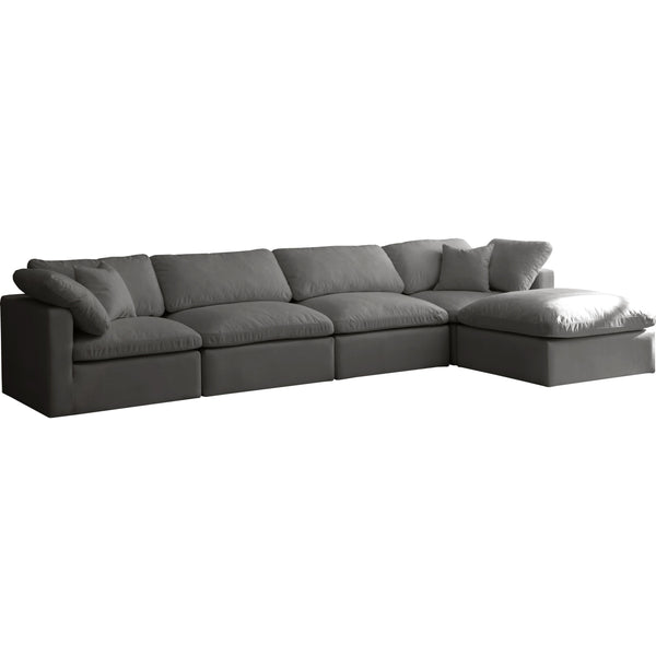 Meridian Plush Fabric 5 pc Sectional 602Grey-Sec5A IMAGE 1