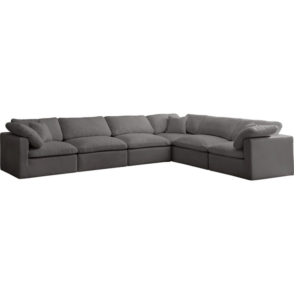 Meridian Plush Fabric 6 pc Sectional 602Grey-Sec6A IMAGE 1