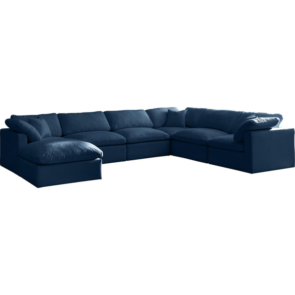 Meridian Plush Fabric 7 pc Sectional 602Navy-Sec7A IMAGE 1