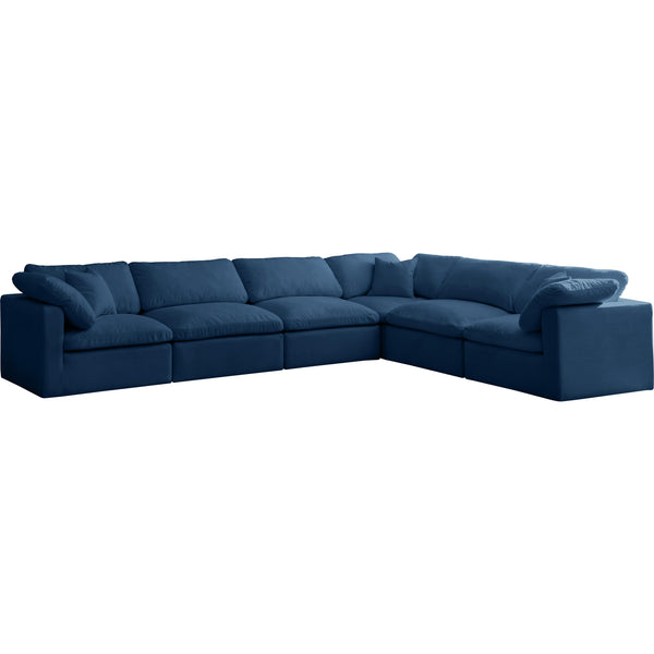 Meridian Plush Fabric 6 pc Sectional 602Navy-Sec6A IMAGE 1
