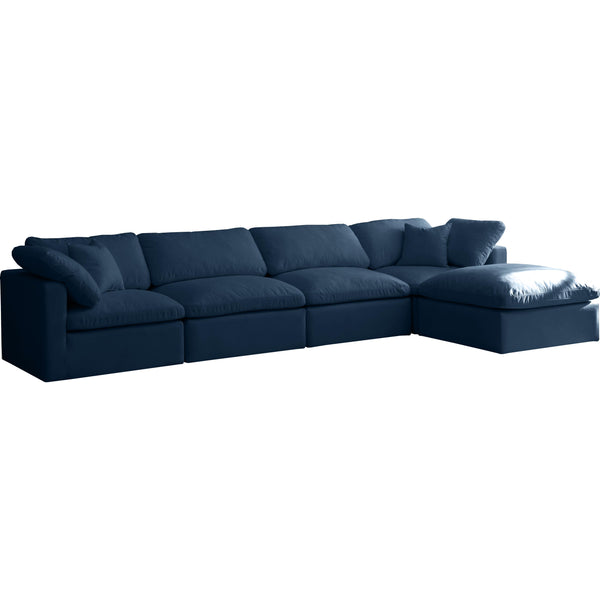Meridian Plush Fabric 5 pc Sectional 602Navy-Sec5A IMAGE 1