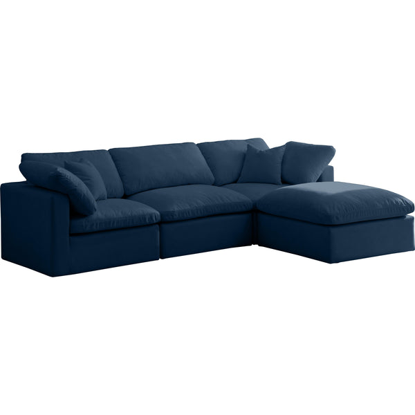 Meridian Plush Fabric 4 pc Sectional 602Navy-Sec4A IMAGE 1