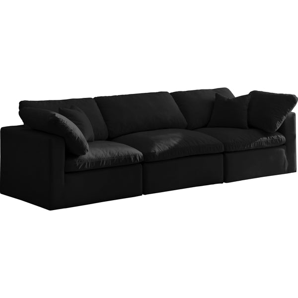 Meridian Plush Stationary Fabric Sofa 602Black-S105 IMAGE 1