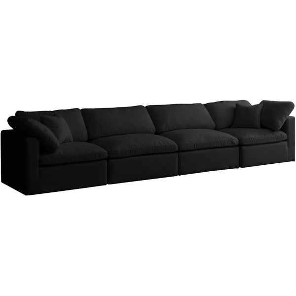 Meridian Plush Stationary Fabric Sofa 602Black-S140 IMAGE 1