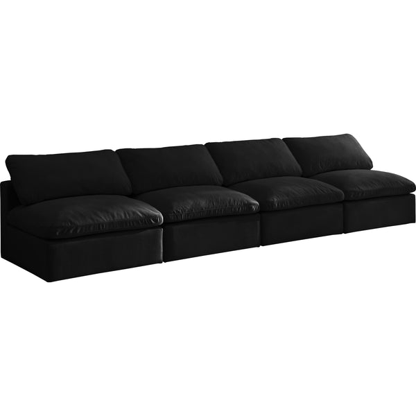 Meridian Plush Stationary Fabric Sofa 602Black-S4 IMAGE 1