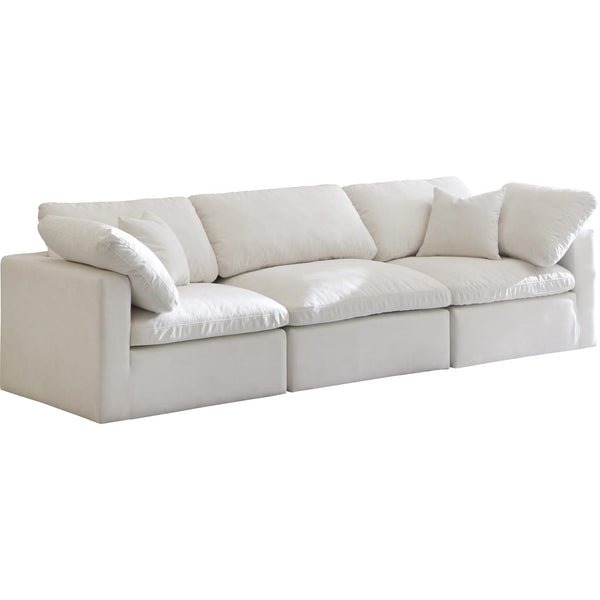 Meridian Plush Stationary Fabric Sofa 602Cream-S105 IMAGE 1