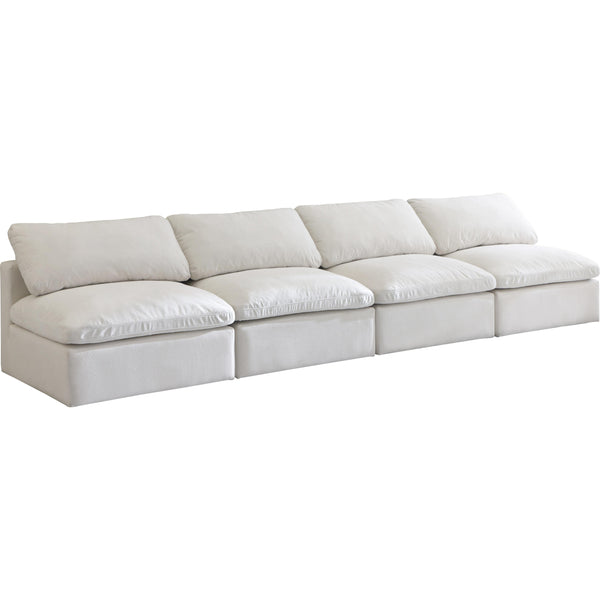 Meridian Plush Stationary Fabric Sofa 602Cream-S4 IMAGE 1