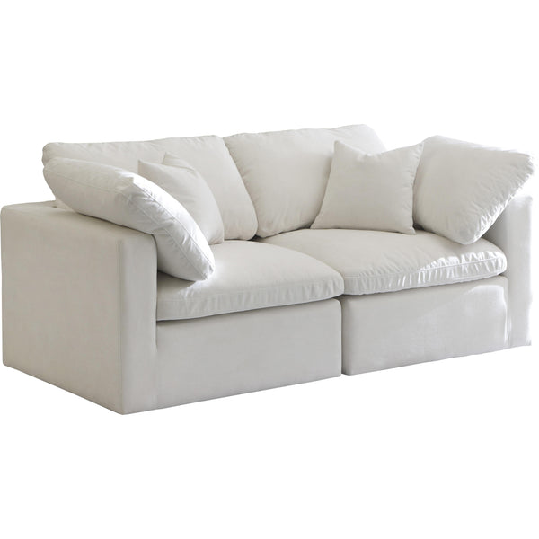 Meridian Plush Stationary Fabric Sofa 602Cream-S70 IMAGE 1