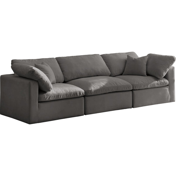 Meridian Plush Stationary Fabric Sofa 602Grey-S105 IMAGE 1