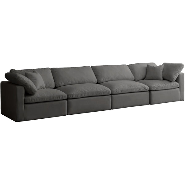 Meridian Plush Stationary Fabric Sofa 602Grey-S140 IMAGE 1