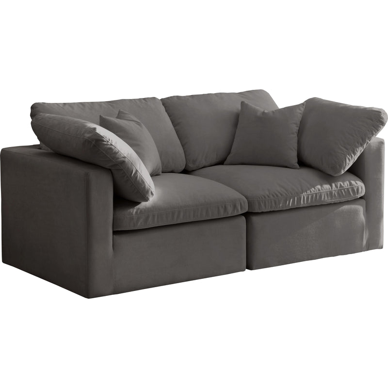 Meridian Plush Stationary Fabric Sofa 602Grey-S70 IMAGE 1