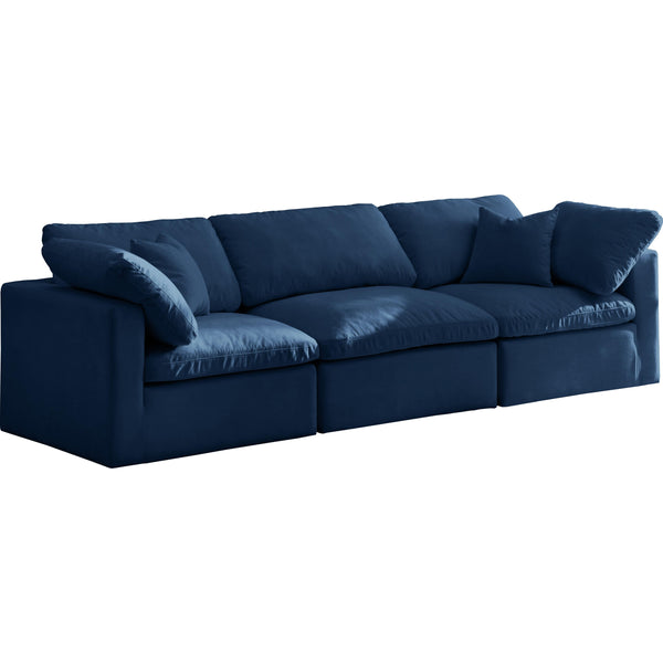 Meridian Plush Stationary Fabric Sofa 602Navy-S105 IMAGE 1