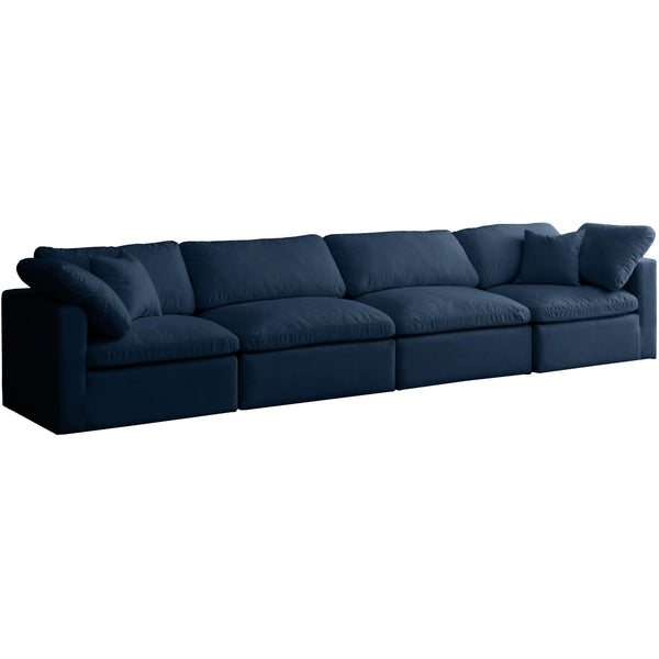 Meridian Plush Stationary Fabric Sofa 602Navy-S140 IMAGE 1