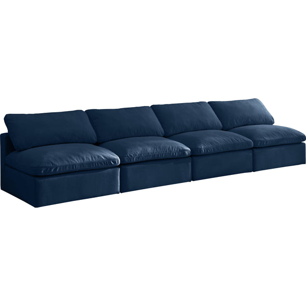 Meridian Plush Stationary Fabric Sofa 602Navy-S4 IMAGE 1