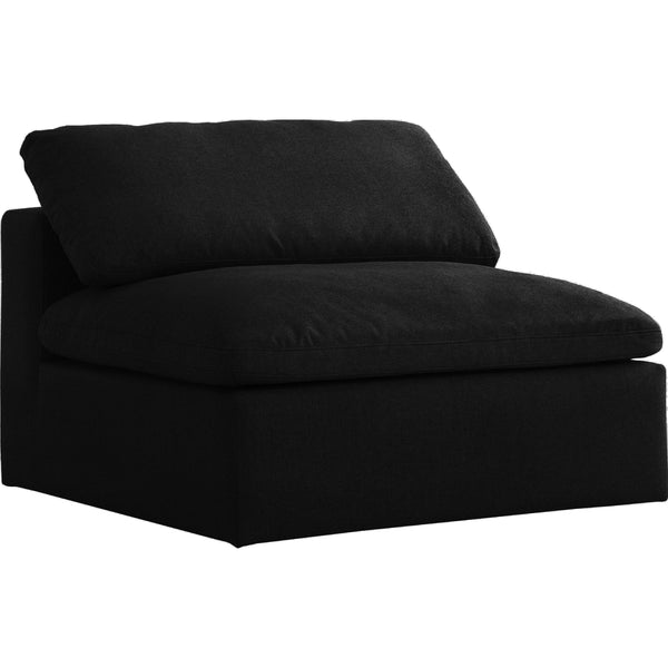 Meridian Serene Stationary Fabric Chair 601Black-Armless IMAGE 1