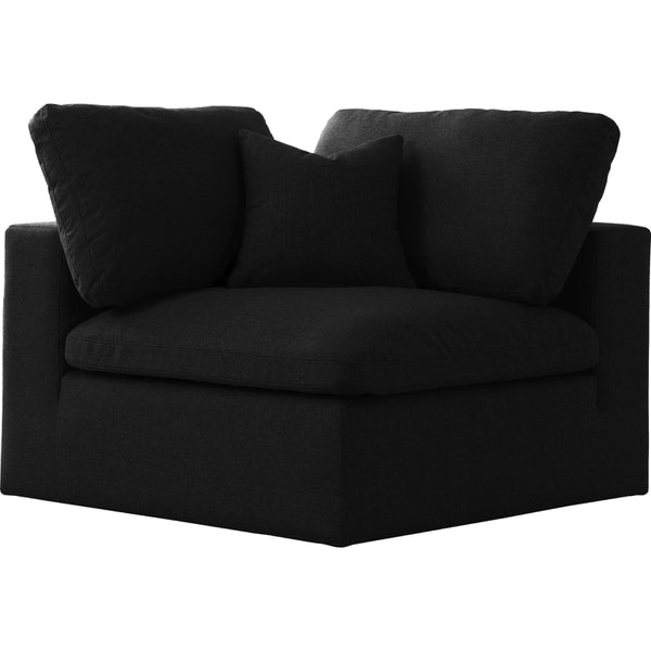Meridian Serene Stationary Fabric Chair 601Black-Corner IMAGE 1