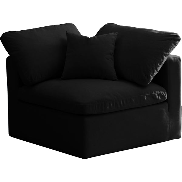Meridian Plush Stationary Fabric Chair 602Black-Corner IMAGE 1