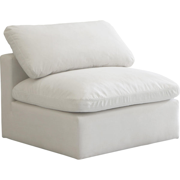 Meridian Plush Stationary Fabric Chair 602Cream-Armless IMAGE 1