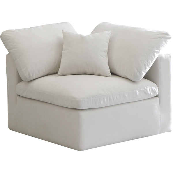 Meridian Plush Stationary Fabric Chair 602Cream-Corner IMAGE 1