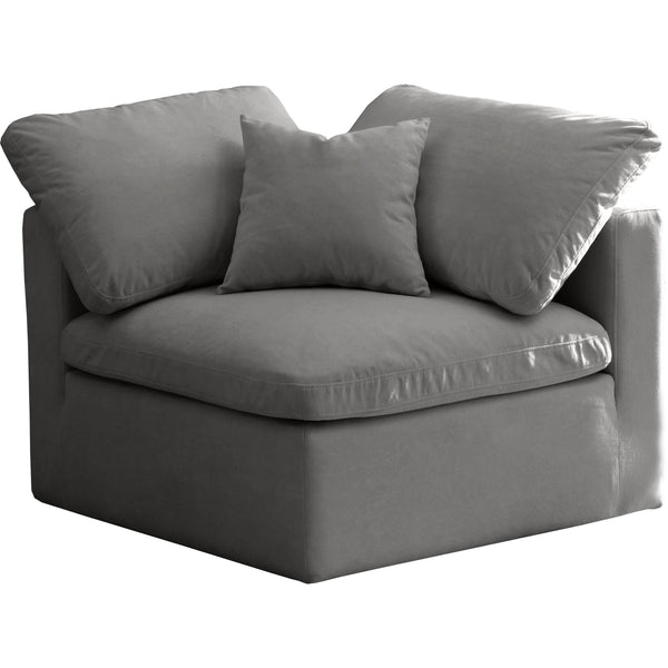 Meridian Plush Stationary Fabric Chair 602Grey-Corner IMAGE 1