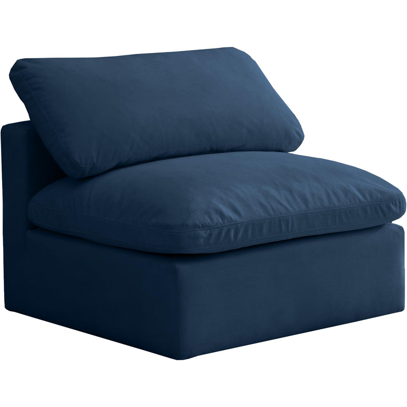 Meridian Plush Stationary Fabric Chair 602Navy-Armless IMAGE 1