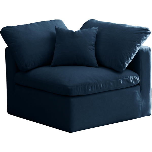 Meridian Plush Stationary Fabric Chair 602Navy-Corner IMAGE 1