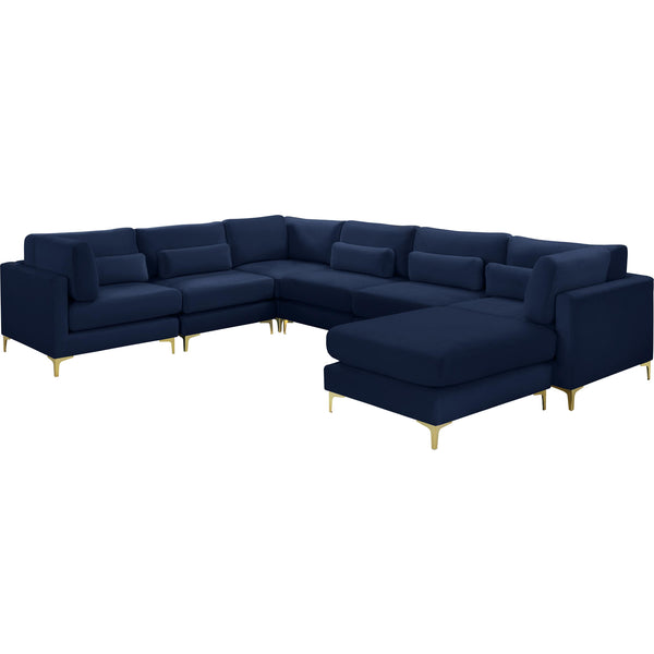 Meridian Julia Fabric 7 pc Sectional 605Navy-Sec7A IMAGE 1