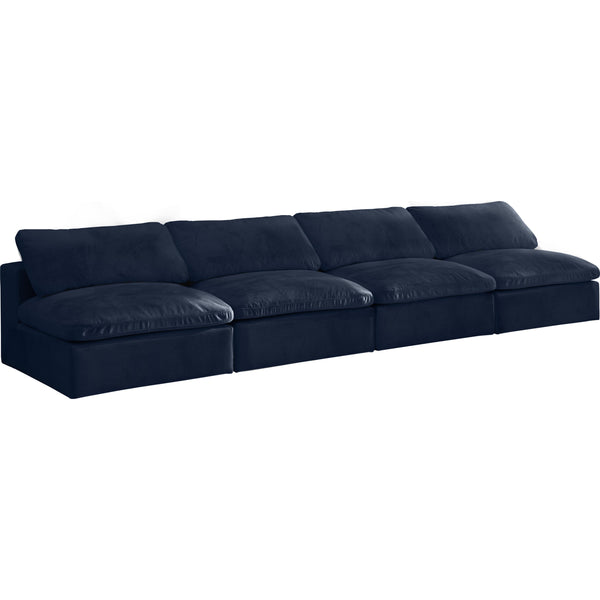 Meridian Cozy Stationary Fabric Sofa 634Navy-S156 IMAGE 1