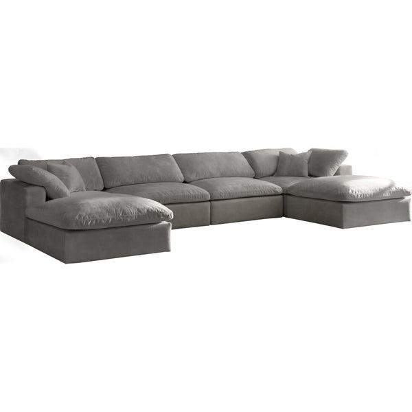Meridian Cozy Fabric 6 pc Sectional 634Grey-Sec6B IMAGE 1