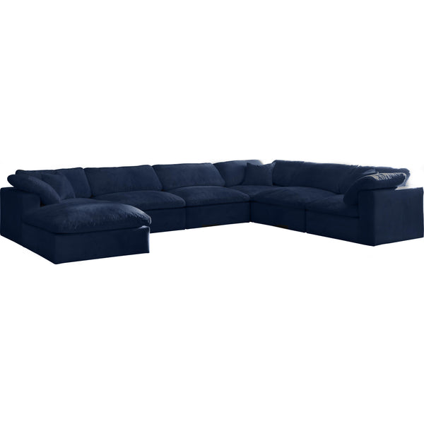 Meridian Cozy Fabric 7 pc Sectional 634Navy-Sec7A IMAGE 1