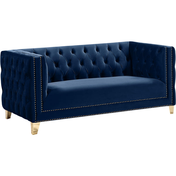 Meridian Michelle Stationary Fabric Loveseat 652Navy-L IMAGE 1