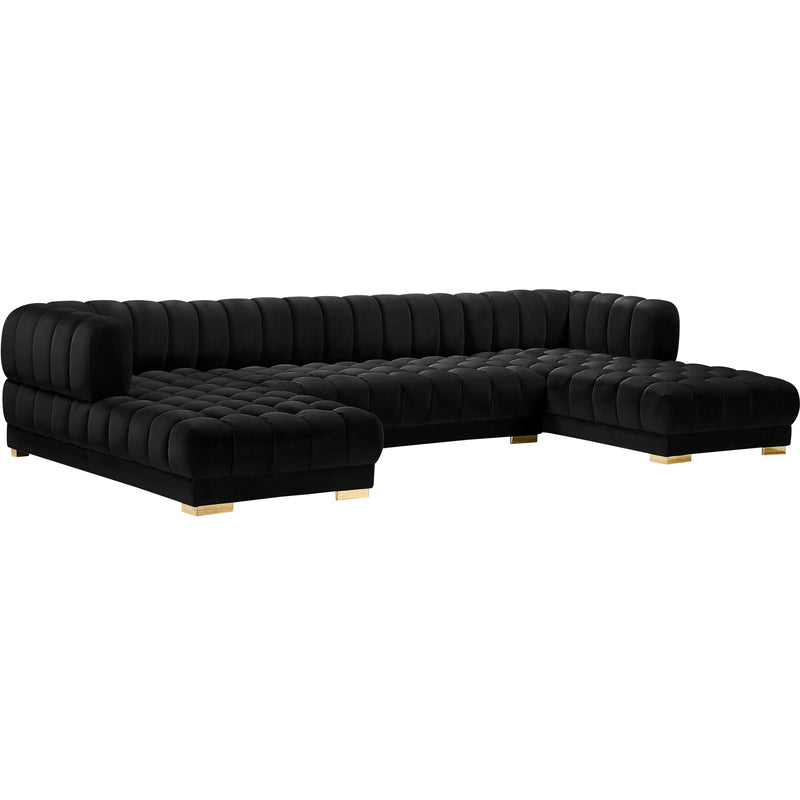 Meridian Gwen Fabric 3 pc Sectional 653Black-Sectional IMAGE 1